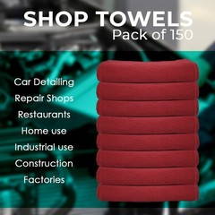 Avalon Towels Cotton Shop Rags – (Pack of 150) Size 12×14 Inches Cleaning
