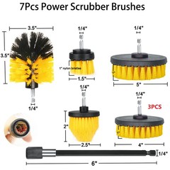 8 Pack Drill Brush Attachment Set, 1/4in Power Scrubber Brush+ Extend Yellow
