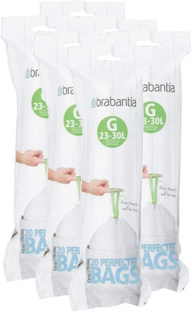 Brabantia Perfectfit G 30 Liter Bin Liners 20 Count Bags 120 Total Count