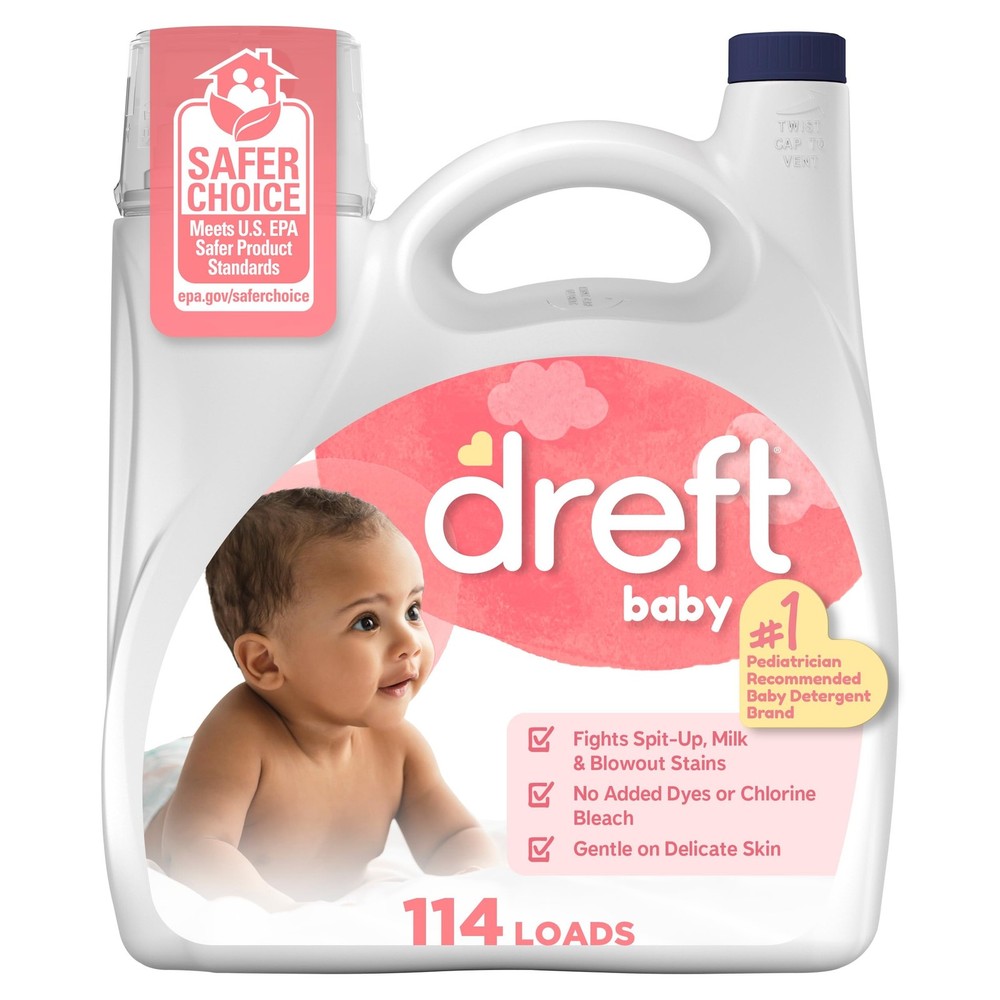 Dreft Baby Liquid Laundry Detergent, Gentle on 150 Fl Oz (Pack of 1), red