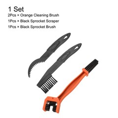 4Pcs Bicycle Chain Cleaning Tool Set Bike Clean Brush Kit, Orange Black