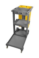 1050 Janitor Cart Commercial Housekeeping Utility Cart with 3 Shelfs, 25 Gall…