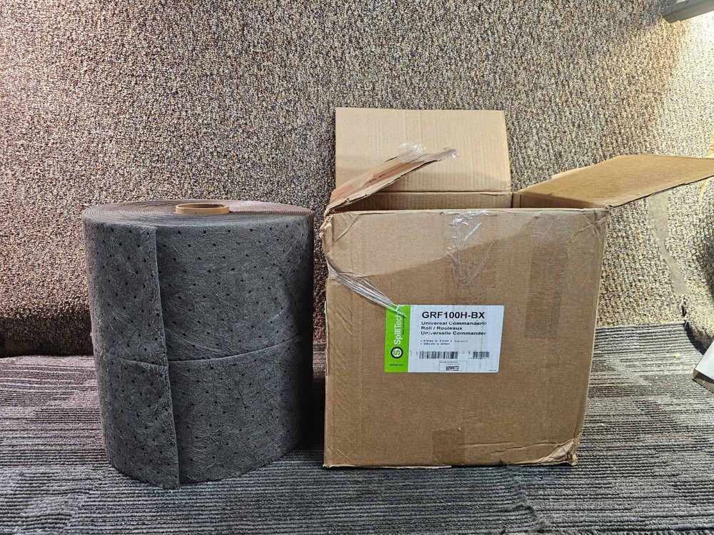 Spilltech Sorbent Roll, 19 gal, 15 in x 100 ft, Universal, Gray, Polypropylene
