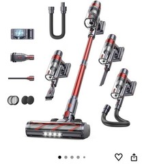 Sunsare Cordless Vacuum Cleaner, 600W/50KPa Stick Vacuum, Wall Mount, Auto Mode