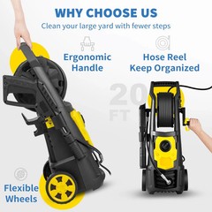 VEVOR Electric Pressure Washer, 2000 PSI, Max 1.65 GPM Power Washer with 30 ft H
