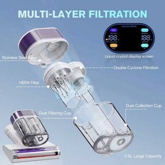 Mxnsewr Ultrasonic Clean,UV Light Handheld Vacuum HEPA Bagless 0.5L Hot Drying