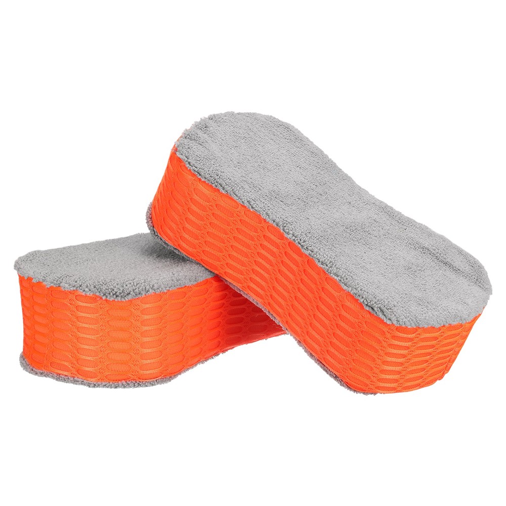 2pcs Microfiber Car Wash Sponge 8.7″x4.3″ Non-Scratch Foam Applicator Orange