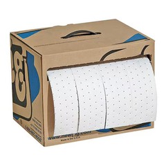 Pig Mat442 Sorbent Roll, 8 Gal, 15 In X 60 Ft, Oil, White, Polypropylene