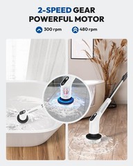 Electric Spin Scrubber for Cleaning – Upgraded Cordless Brush White