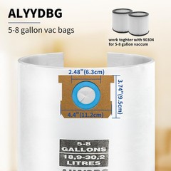 Universal 2-1/2″ Port 5-8 Gallon Vac Bags, ALYYDBG Type E 90661