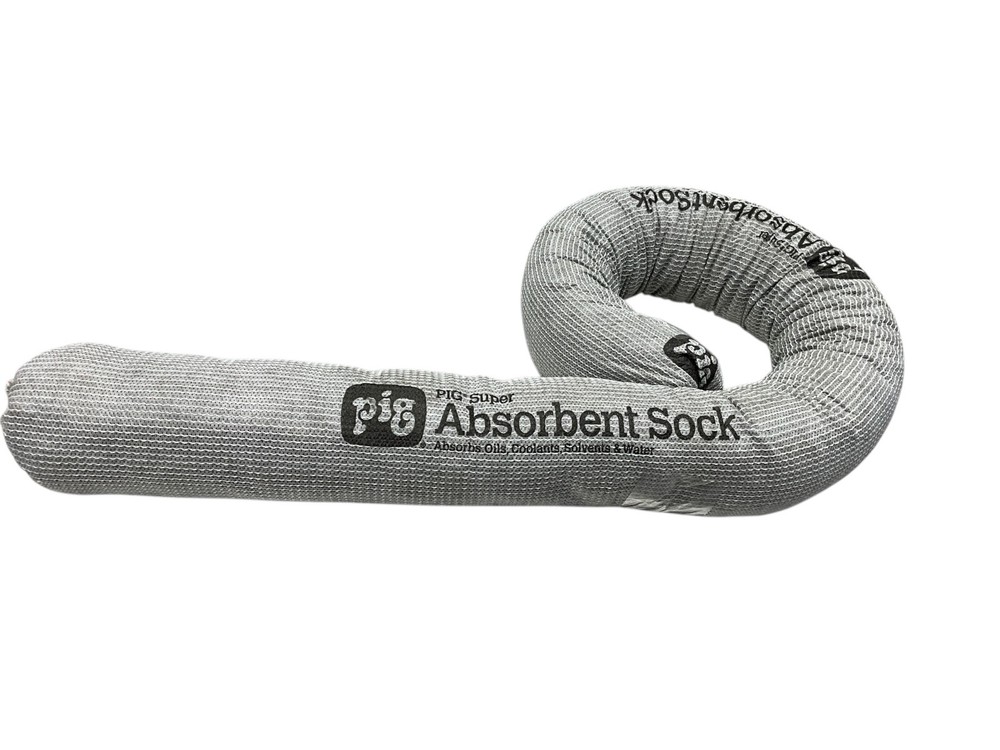 (BOX 24)Pig210 Absorbent Sock, 3 1/4 In X 42 In, Universal, Gray, Cellulose