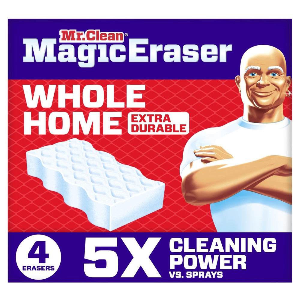 Mr. Clean Magic Eraser Sponge, All Purpose 4 Count (Pack of 1), White