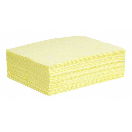 Spilltech Ypb50h Sorbent Pad, 14 Gal, 15 In X 19 In, Harsh Chemicals, Yellow,
