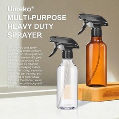 Uineko Spray Bottles 2-Pack, 10 Oz, Mist & Stream, Heavy 10 Ounces, Clear