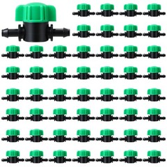 Innconee 50 Pcs 1/4 Inch Barbed Shut off Valve Drip Irrigation Tubing Green