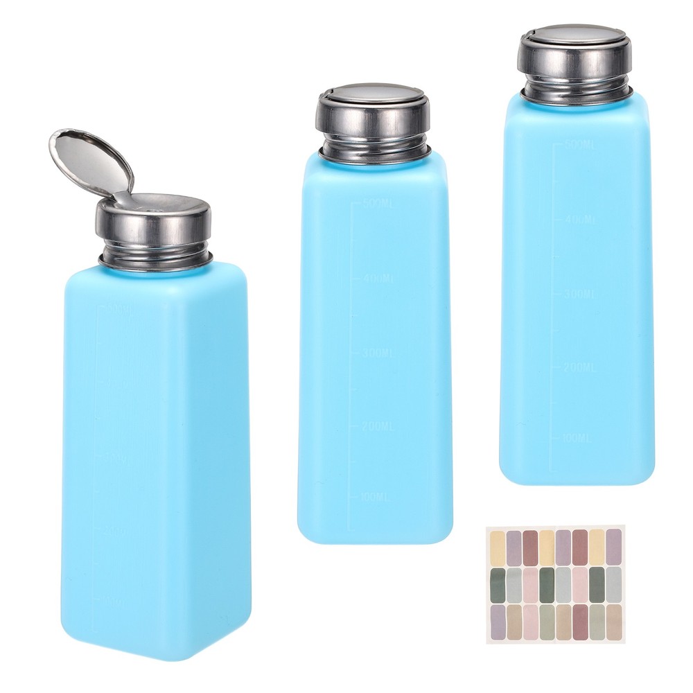 3pcs 500ml/16.9oz Alcohol Dispenser for Acetone Cleanser, Blue