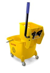 Mop Bucket 25 Quart | Side Press Wringer | 4 Wheels 2″ | Yellow