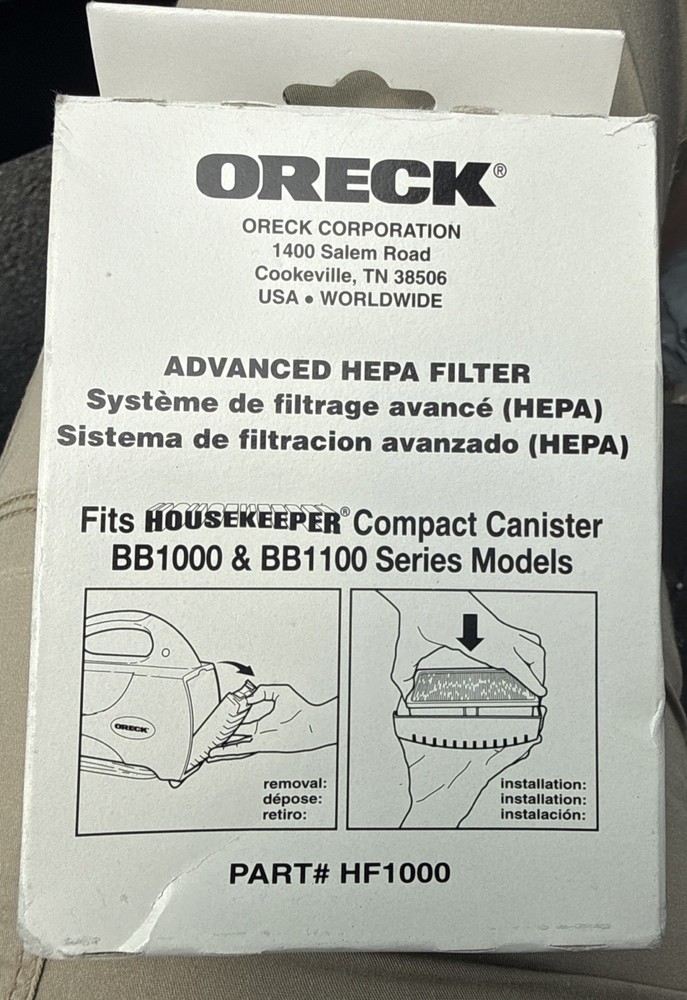 NEW Oreck HF1000 Filter, HEPA Buster B BB1000/BB1100 Series Exhaust , White OEM