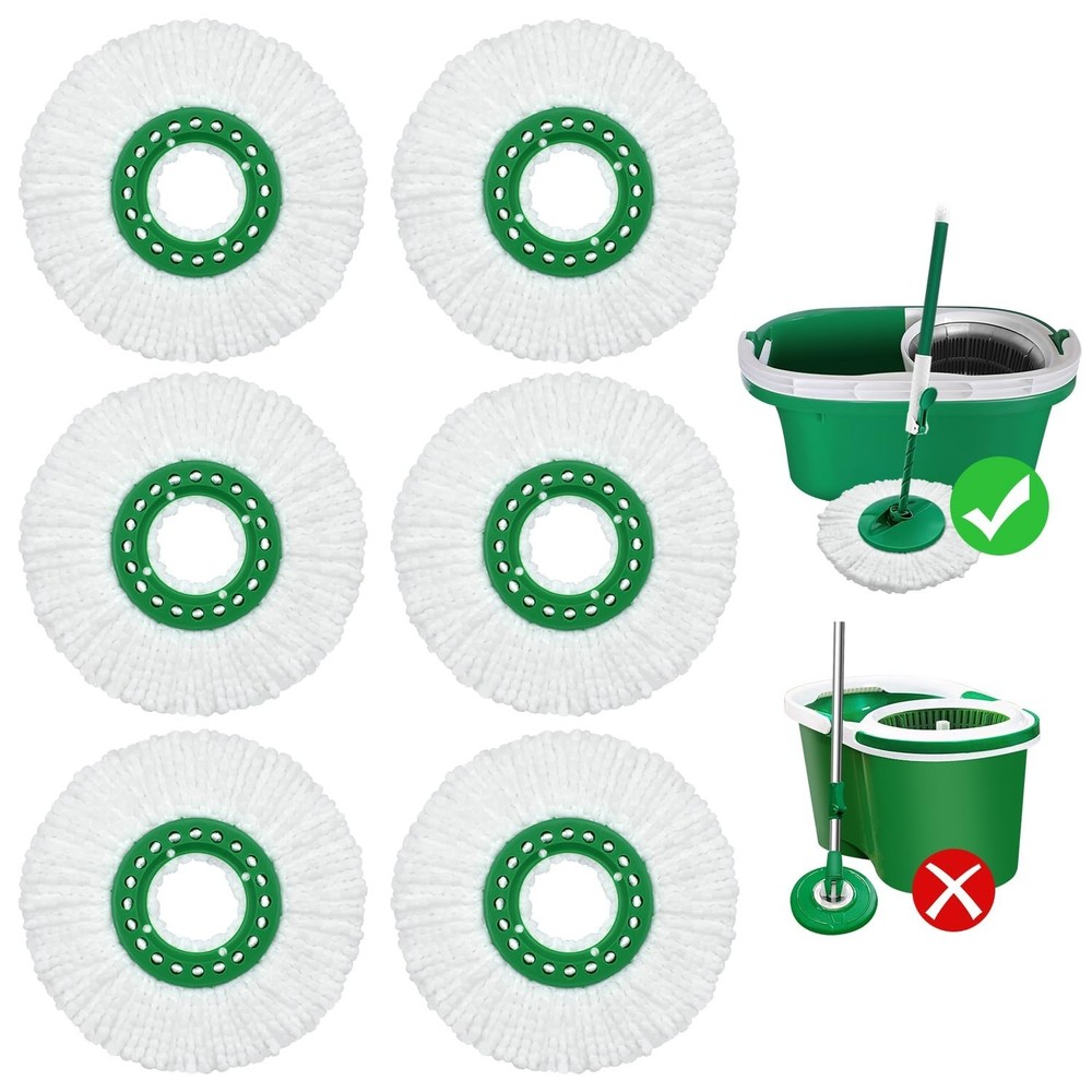 6 Pack Mop Head Replacement for Libman Tornado Spin Mop Reusable Microfiber S…
