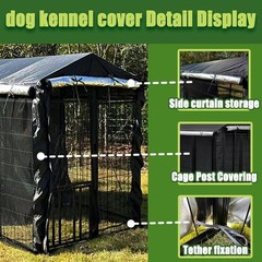 Outdoor Dog Kennel Cover 8’Dx4’Wx6’H, Heavy Duty 600D Waterproof Dog Kennel