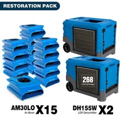 MOUNTO Air Mover LGR Dehumidifier Combo Package 2x DH155W 15x AM30LOC
