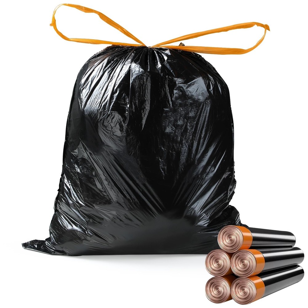 MOPALL Small Drawstring Trash Bag,Easy to Tear and Pack,4 Gallon Garbage Bags…