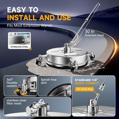 14″ Stainless Steel Pressure Washer Surface Cleaner with 4 Caster 14 inch