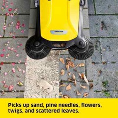 Karcher S 4 Twin Walk-Behind Outdoor Hand Push Sweeper – 5.25 Gallon Capacity