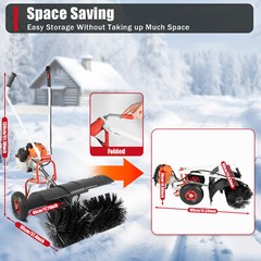 52cc 2 Stroke Gas Power Sweeper Broom Driveway Turf Grass Snow Cleaning Machine