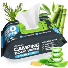 Camping Essentials – Body Wipes for Adults Bathing No Rinse – 50 Pack