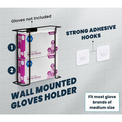 Black Double Box Capacity Wire Steel Wall Mount Glove Box Dispenser (2-Pack)