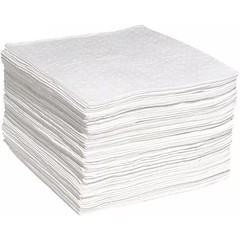 Spilltech Absorbent Pad, 15 in W x 19 in L, Absorbs 31 gal. per Pkg, Oil, White,