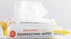 6 Packages Boulder Clean Disinfecting Wipes, Fresh Lemon 72 Count each pouch