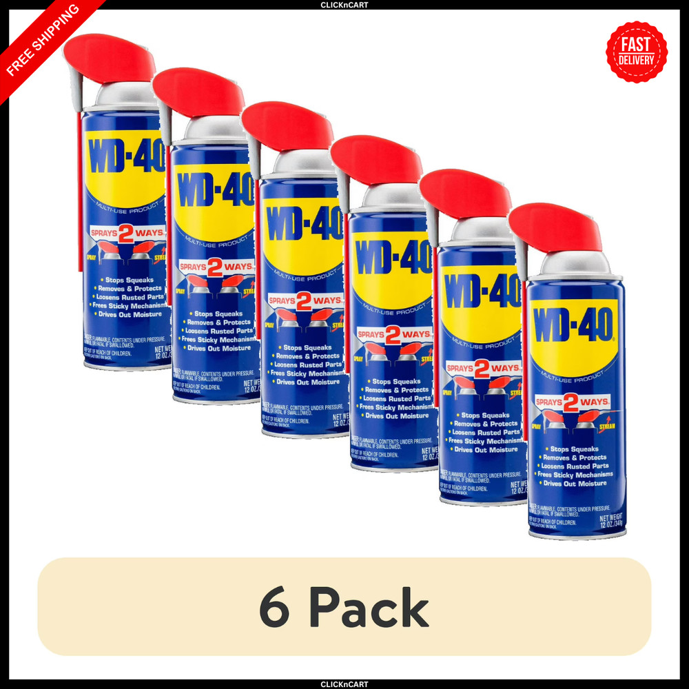 WD-40 Original Formula, Multi-Use Product with Smart Straw Sprays 2 Ways,6-Pack