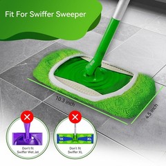 3 Pack Reusable Microfiber Mop Pads Compatible with Swiffer 3 (Green)