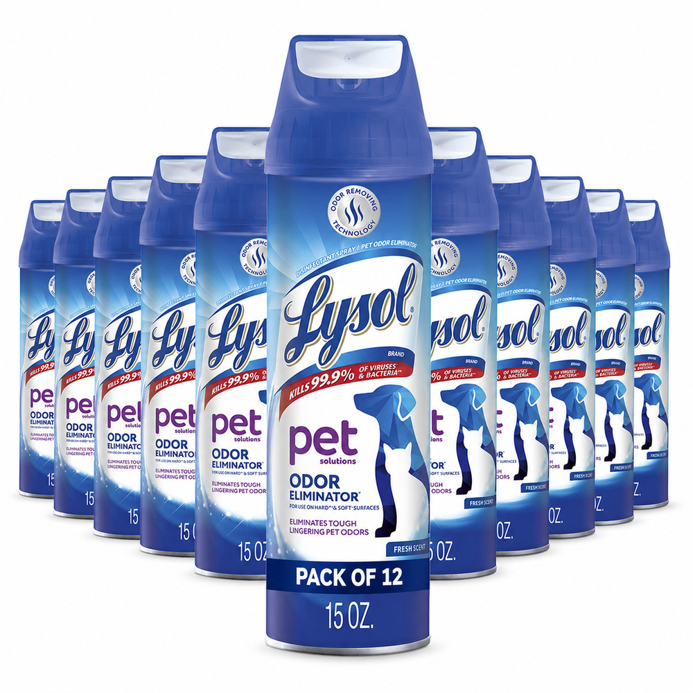 Lysol Pet Solutions Odor Eliminator Disinfectant Spray Fresh Scent 15 oz 12 Pack