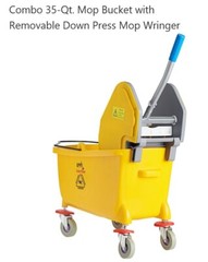 35 Qt. Janitor Mop Bucket & Down Press Wringer Commercial Yellow