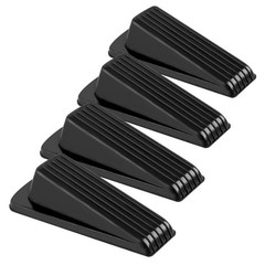 4 Pack Door Stoppers, Rubber for Bottom of Door, 4Pack, Black