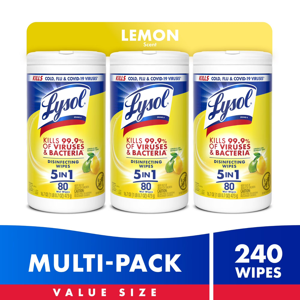 Lysol Disinfectant Multi-Surface Antibacterial Cleaning Wipes, Lemon Lime 240 Ct