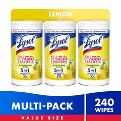 Lysol Disinfectant Multi-Surface Antibacterial Cleaning Wipes, Lemon Lime 240 Ct