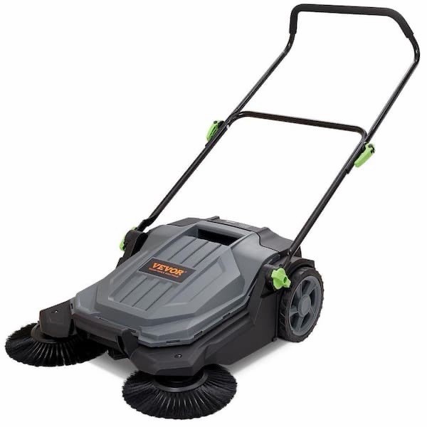 VEVOR Walk-Behind Manual Floor Sweeper 25.6 in Multi-Purpose Portable Adjustable