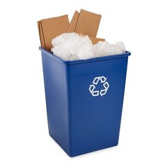 Rubbermaid Commercial Fg395873blue 35 Gal Square Recycling Bin, Open Top,