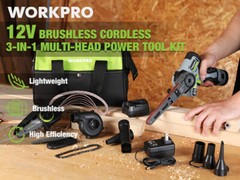 Cordless Detail Belt Sander Mini Chain Saw Electric Blower 3-in-1 Power Tool Kit