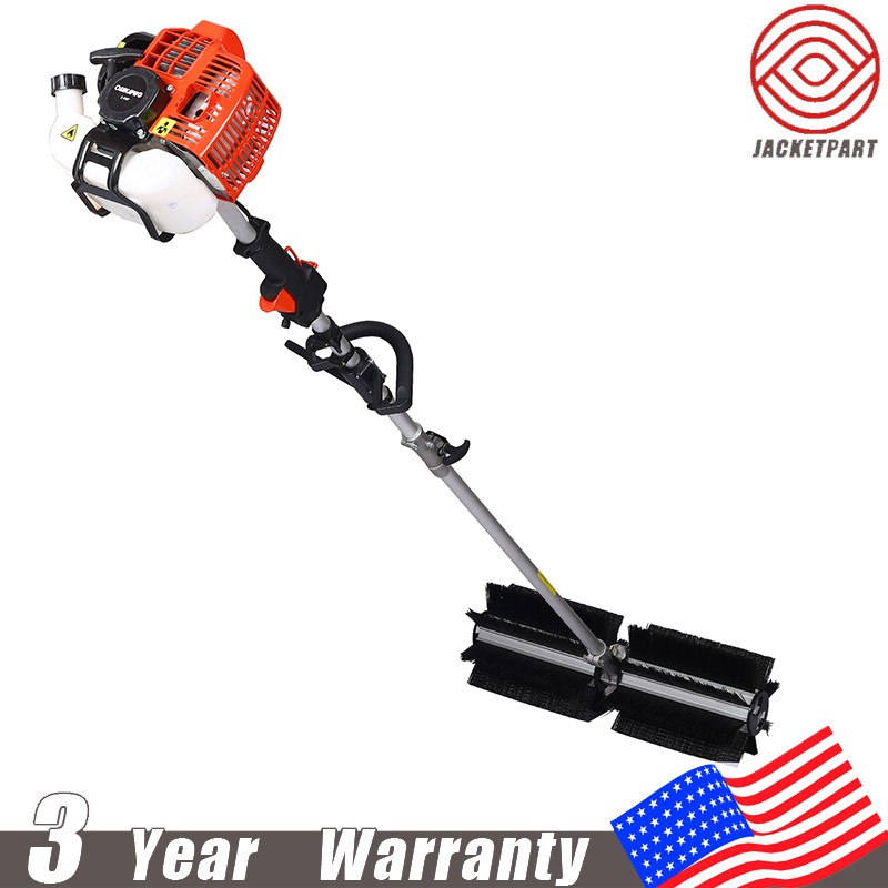52cc Handheld 2.4HP Gas Power Snow Sweeper Broom Brush Driveway Walkway Clean