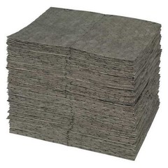 Brady Uxt100 Sorbent Pad, 19 Gal, 15 In X 19 In, Universal, Gray, 100 Pk
