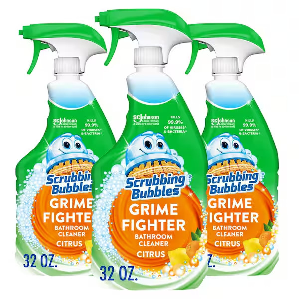 3 New Scrubbing Bubbles Bathroom Grime Fighter Cleaner, Citrus Scent 32 Oz Each.