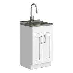 Modern Wide Shaker 20-inch Utility Sink & Cabinet in Pure White