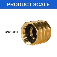 2 Pack Brass Garden Hose Adapter 3/4 Inch Heavy Duty Gold Connector Fitting Pack