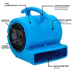 MOUNTO 1/4hp 1000cfm Air Mover Floor Blower Fan for Drying, Cooling, Ventilation