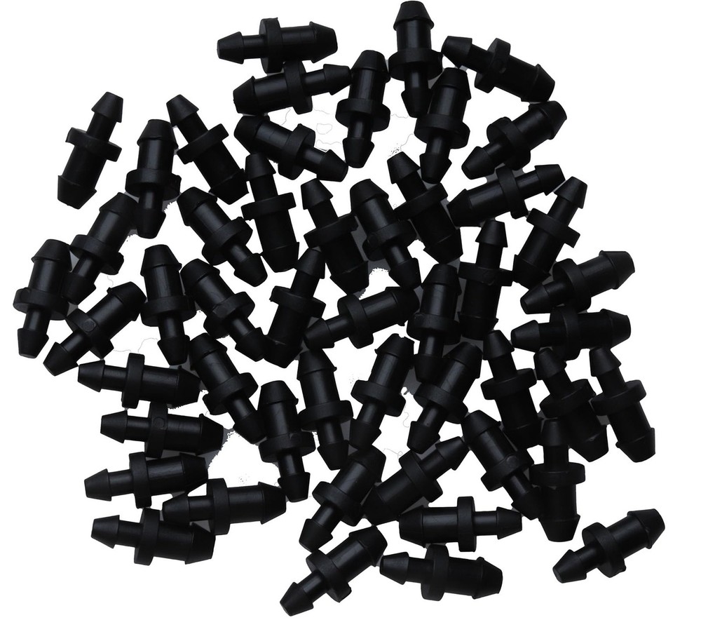 Sowaka 50 Pcs Drip Irrigation Plugs Plastic Black 1/4 Inch Tube End